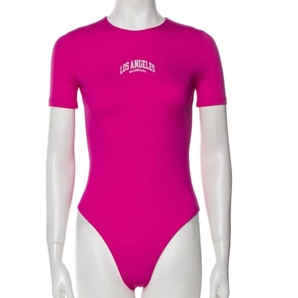 NWT Balenciaga Fuchsia swim one piece size Medium Los Angeles sign ( NOT PARIS)